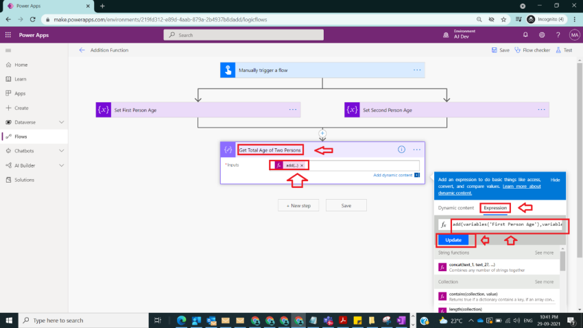 Usage of Addition Function in Power Automate